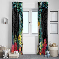 Sulphur-crested Cockatoo New Zealand Window Curtain Paua Shell Aotearoa Maori Tropical Flowers LT14 - Polynesian Pride