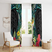 Sulphur-crested Cockatoo New Zealand Window Curtain Paua Shell Aotearoa Maori Tropical Flowers LT14 - Polynesian Pride