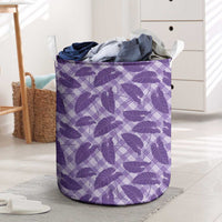 Purple Hawaii Kalo Palaka Motifs Laundry Basket Hawaiian Taro Leaves Elegant Vibes LT14 Purple - Polynesian Pride