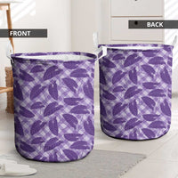 Purple Hawaii Kalo Palaka Motifs Laundry Basket Hawaiian Taro Leaves Elegant Vibes LT14 - Polynesian Pride