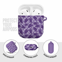 Purple Hawaii Kalo Palaka Motifs AirPods Case Hawaiian Taro Leaves Elegant Vibes LT14 - Polynesian Pride