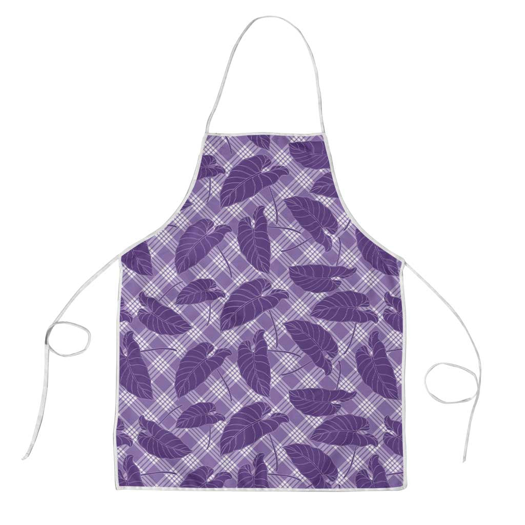 Purple Hawaii Kalo Palaka Motifs Apron Hawaiian Taro Leaves Elegant Vibes LT14 Purple - Polynesian Pride