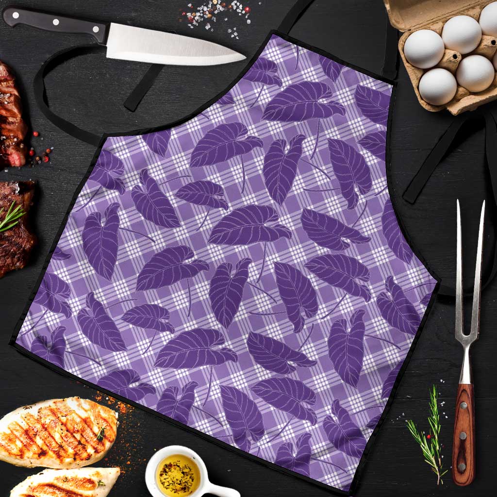 Purple Hawaii Kalo Palaka Motifs Apron Hawaiian Taro Leaves Elegant Vibes LT14 Purple - Polynesian Pride