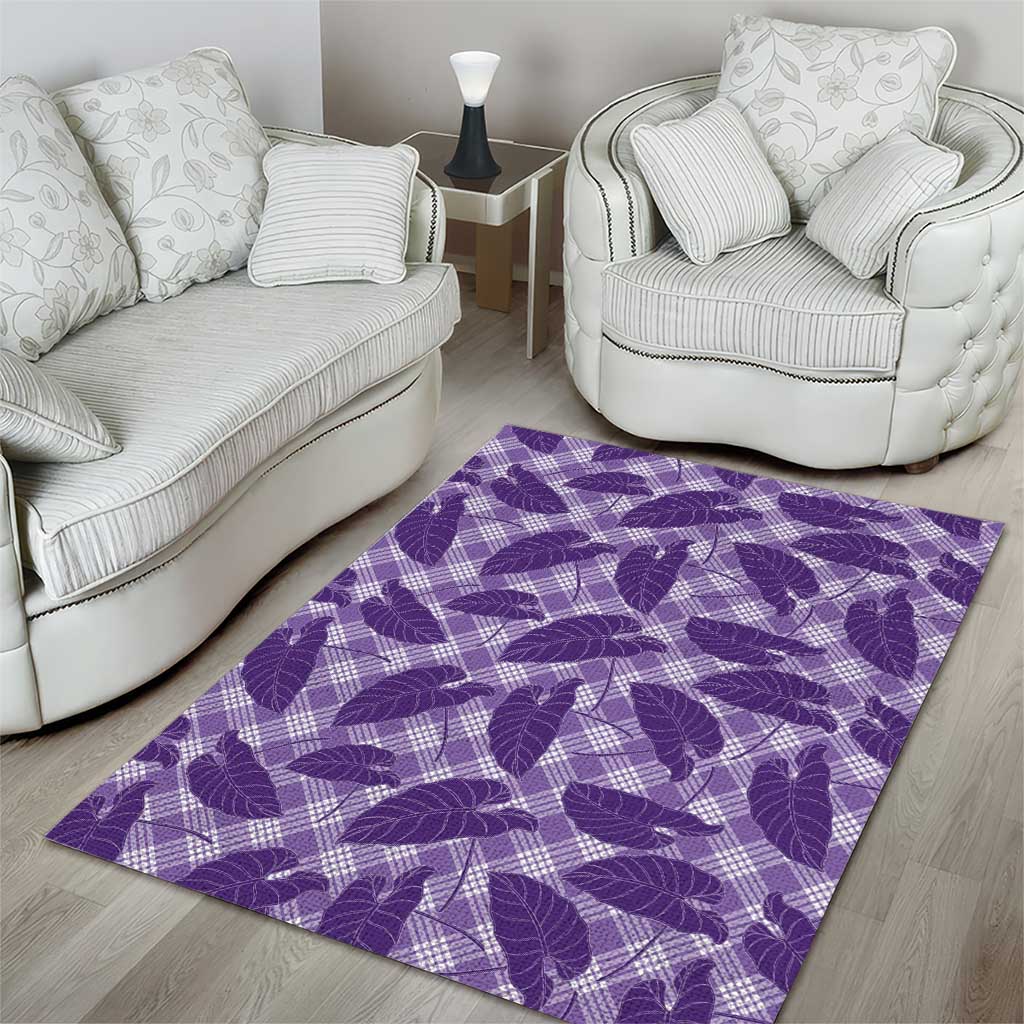 Purple Hawaii Kalo Palaka Motifs Area Rug Hawaiian Taro Leaves Elegant Vibes LT14 - Polynesian Pride