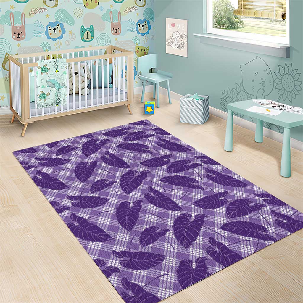 Purple Hawaii Kalo Palaka Motifs Area Rug Hawaiian Taro Leaves Elegant Vibes LT14 - Polynesian Pride