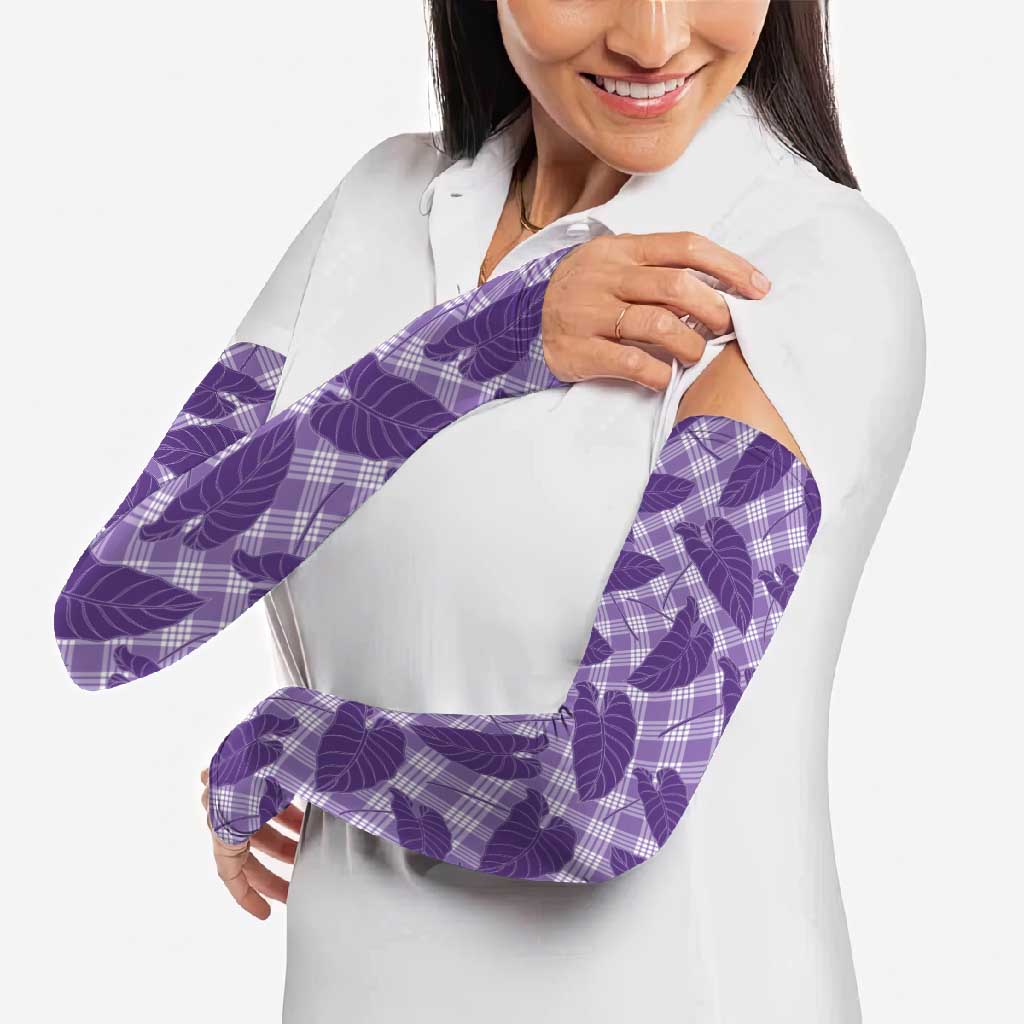 Purple Hawaii Kalo Palaka Motifs Arm Sleeves Hawaiian Taro Leaves Elegant Vibes LT14 - Polynesian Pride