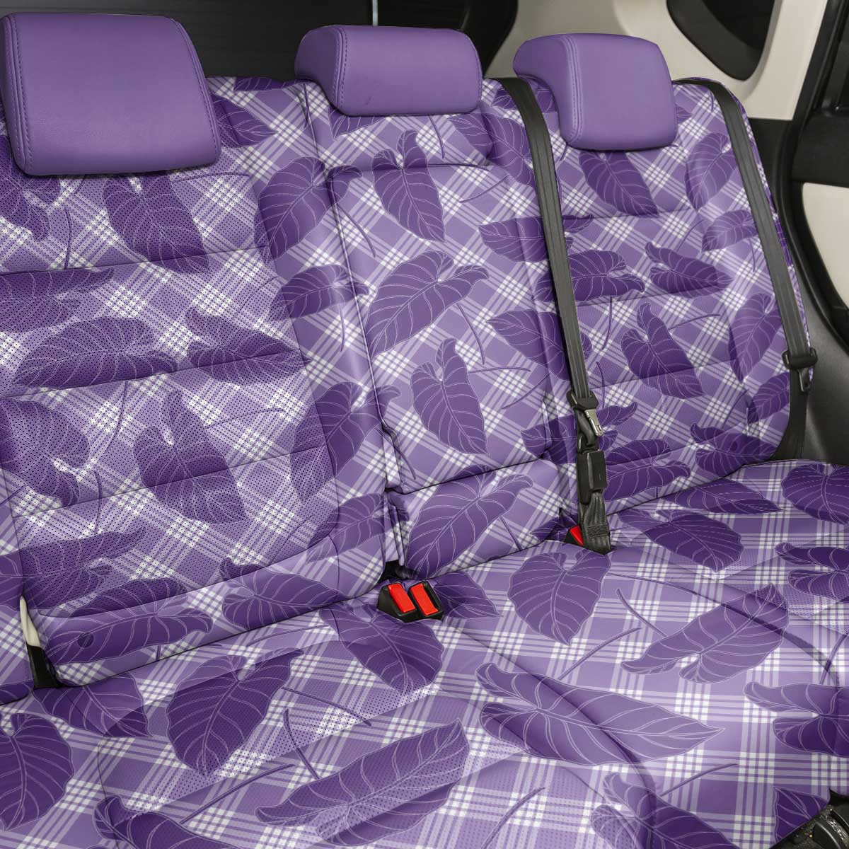 Purple Hawaii Kalo Palaka Motifs Back Car Seat Cover Hawaiian Taro Leaves Elegant Vibes LT14 - Polynesian Pride
