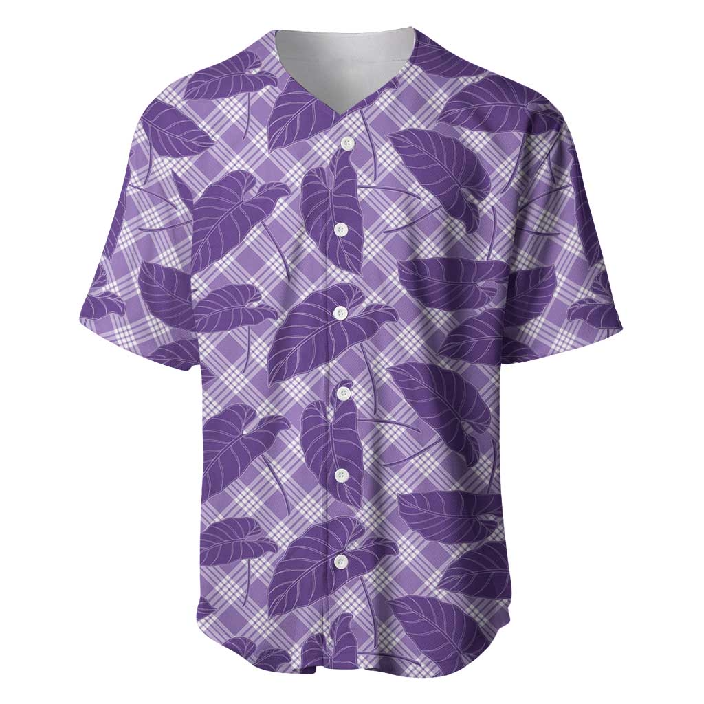 Purple Hawaii Kalo Palaka Motifs Baseball Jersey Hawaiian Taro Leaves Elegant Vibes LT14 Purple - Polynesian Pride