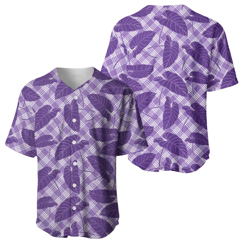 Purple Hawaii Kalo Palaka Motifs Baseball Jersey Hawaiian Taro Leaves Elegant Vibes LT14 - Polynesian Pride
