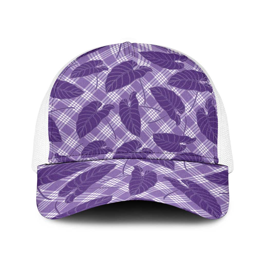 Purple Hawaii Kalo Palaka Motifs Baseball Net Cap Hawaiian Taro Leaves Elegant Vibes