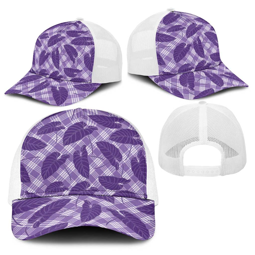 Purple Hawaii Kalo Palaka Motifs Baseball Net Cap Hawaiian Taro Leaves Elegant Vibes
