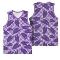 Purple Hawaii Kalo Palaka Motifs Basketball Jersey Hawaiian Taro Leaves Elegant Vibes LT14 - Polynesian Pride