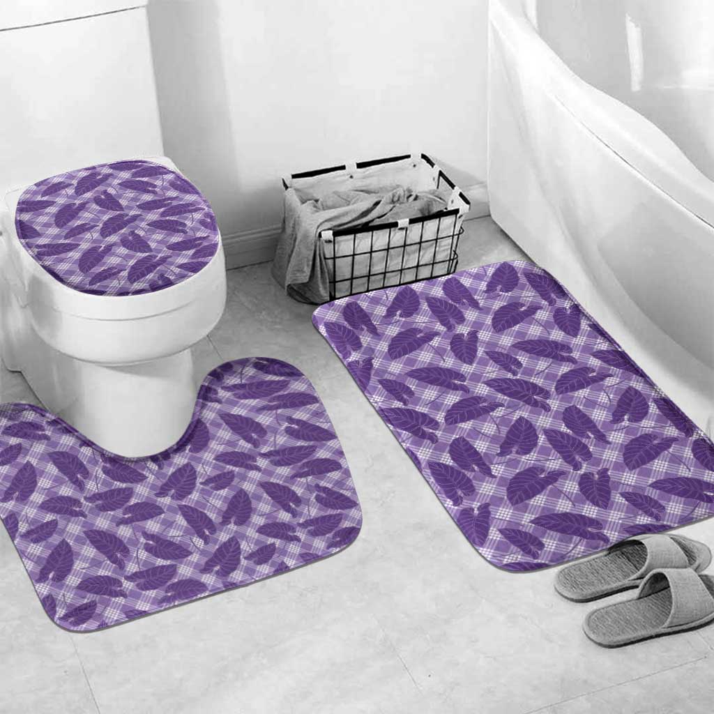 Purple Hawaii Kalo Palaka Motifs Bathroom Set Hawaiian Taro Leaves Elegant Vibes LT14 Mat Set Only (3 pcs) One Size Purple - Polynesian Pride