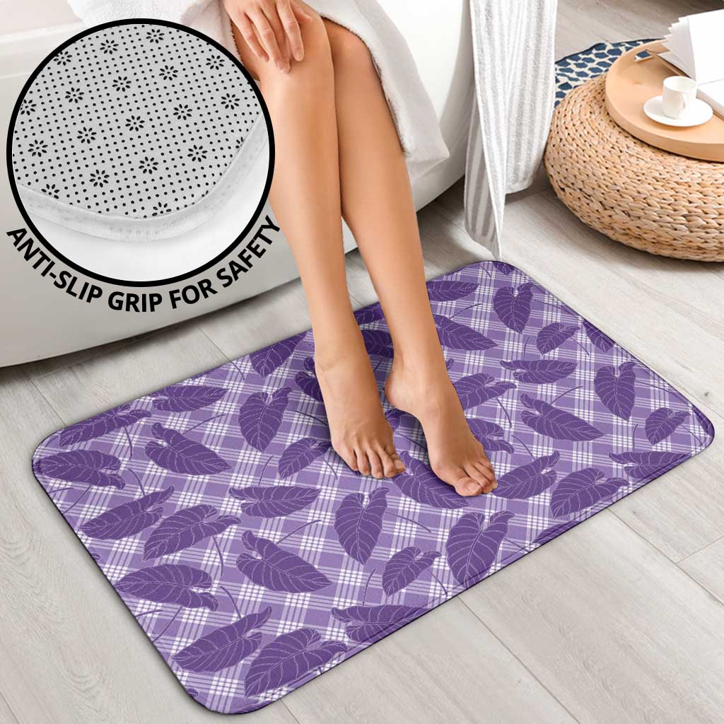 Purple Hawaii Kalo Palaka Motifs Bathroom Set Hawaiian Taro Leaves Elegant Vibes LT14 - Polynesian Pride