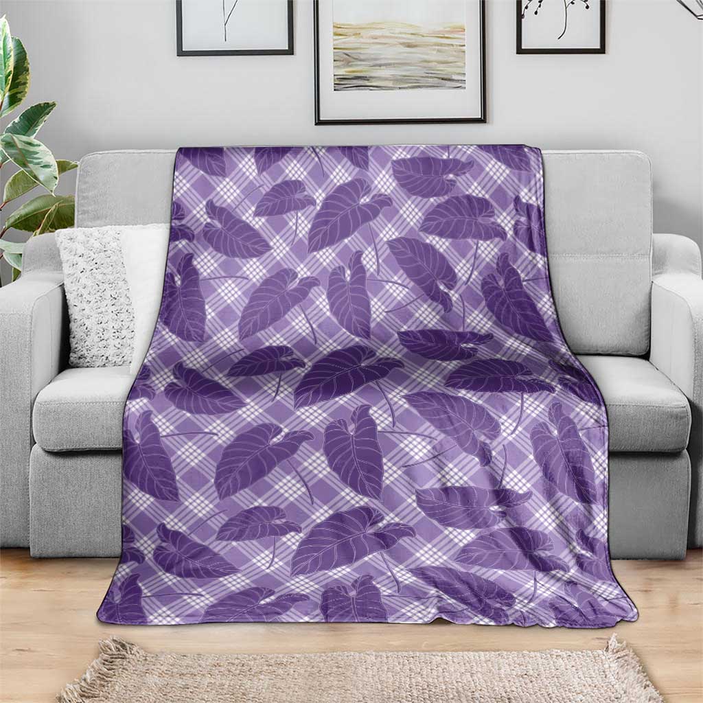 Purple Hawaii Kalo Palaka Motifs Blanket Hawaiian Taro Leaves Elegant Vibes LT14 - Polynesian Pride