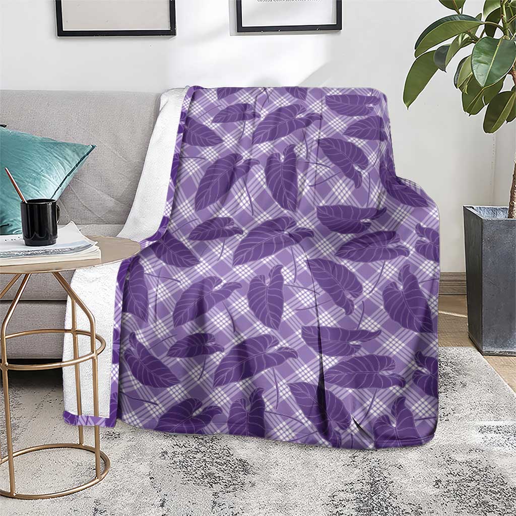 Purple Hawaii Kalo Palaka Motifs Blanket Hawaiian Taro Leaves Elegant Vibes LT14 - Polynesian Pride