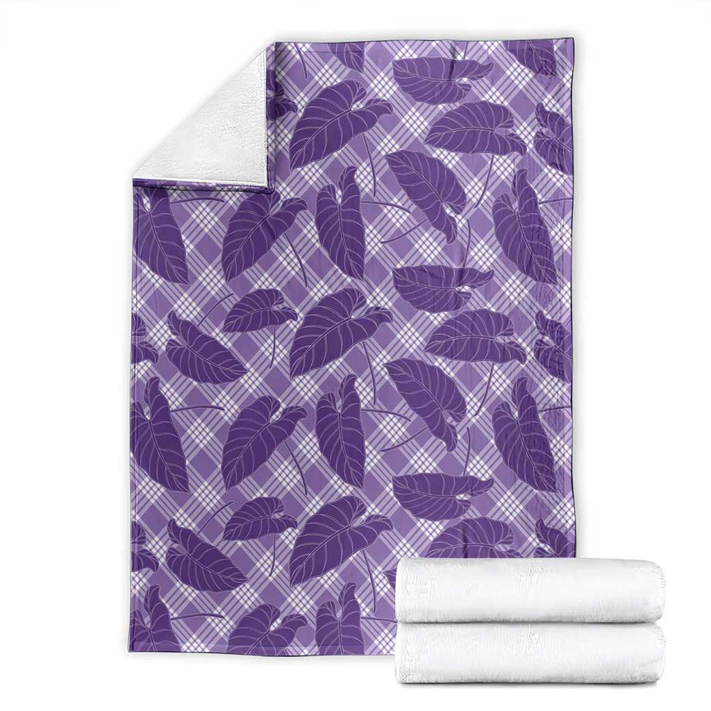 Purple Hawaii Kalo Palaka Motifs Blanket Hawaiian Taro Leaves Elegant Vibes LT14 - Polynesian Pride
