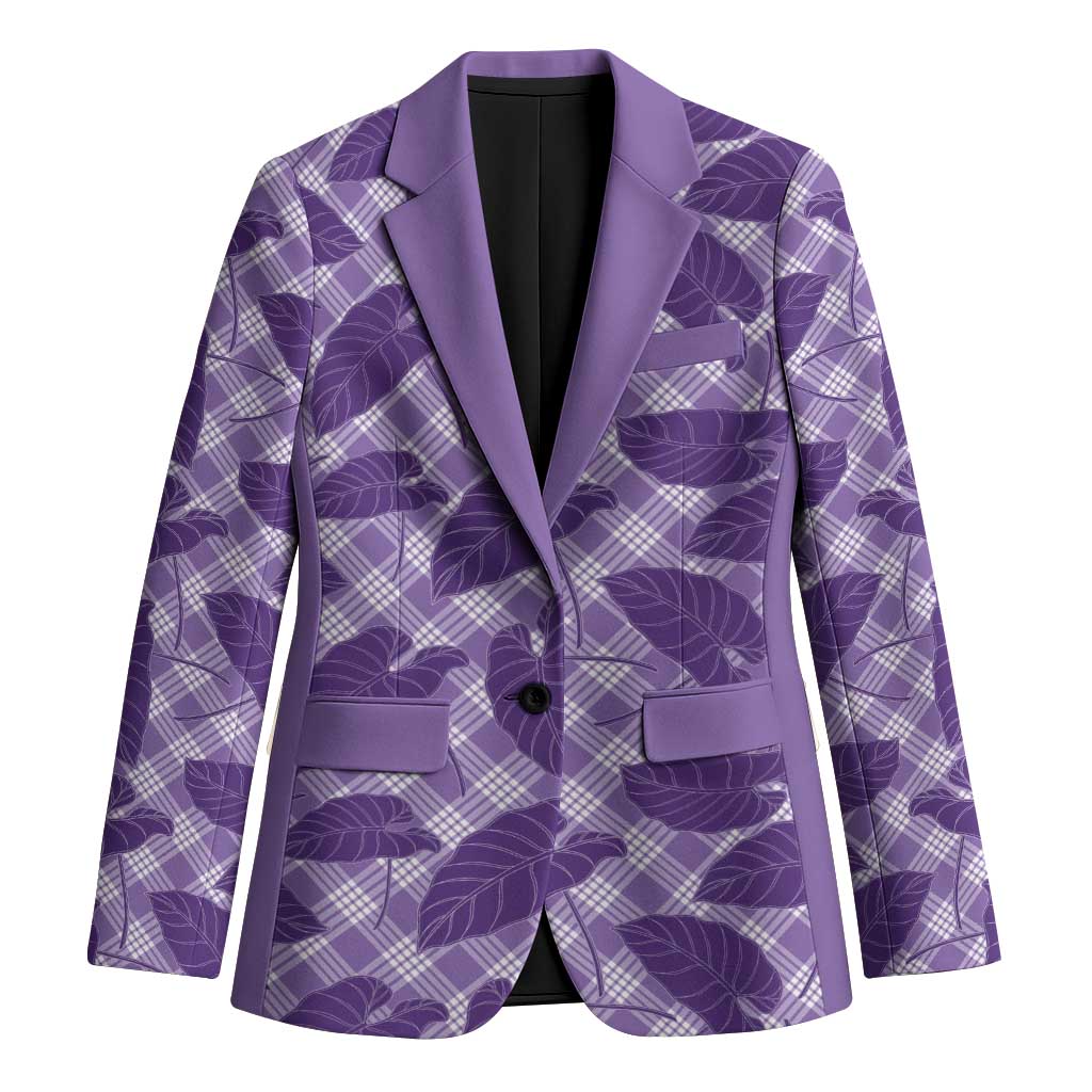 Purple Hawaii Kalo Palaka Motifs Blazer Hawaiian Taro Leaves Elegant Vibes LT14 Unisex Purple - Polynesian Pride