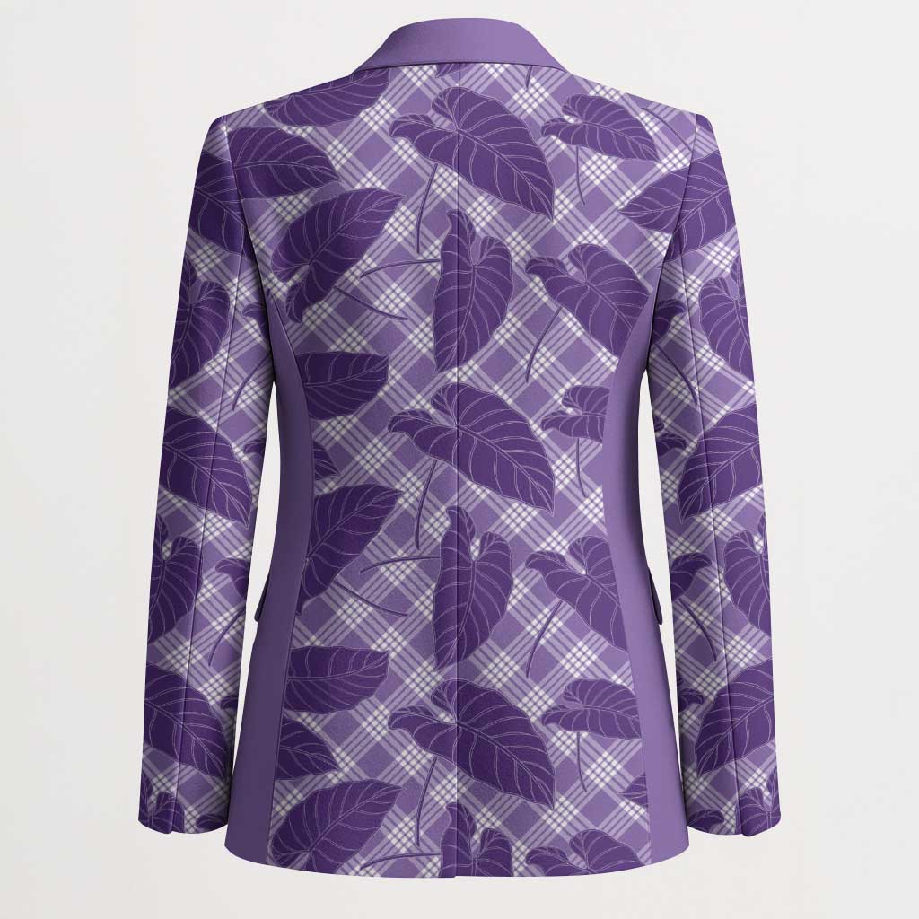 Purple Hawaii Kalo Palaka Motifs Blazer Hawaiian Taro Leaves Elegant Vibes LT14 - Polynesian Pride