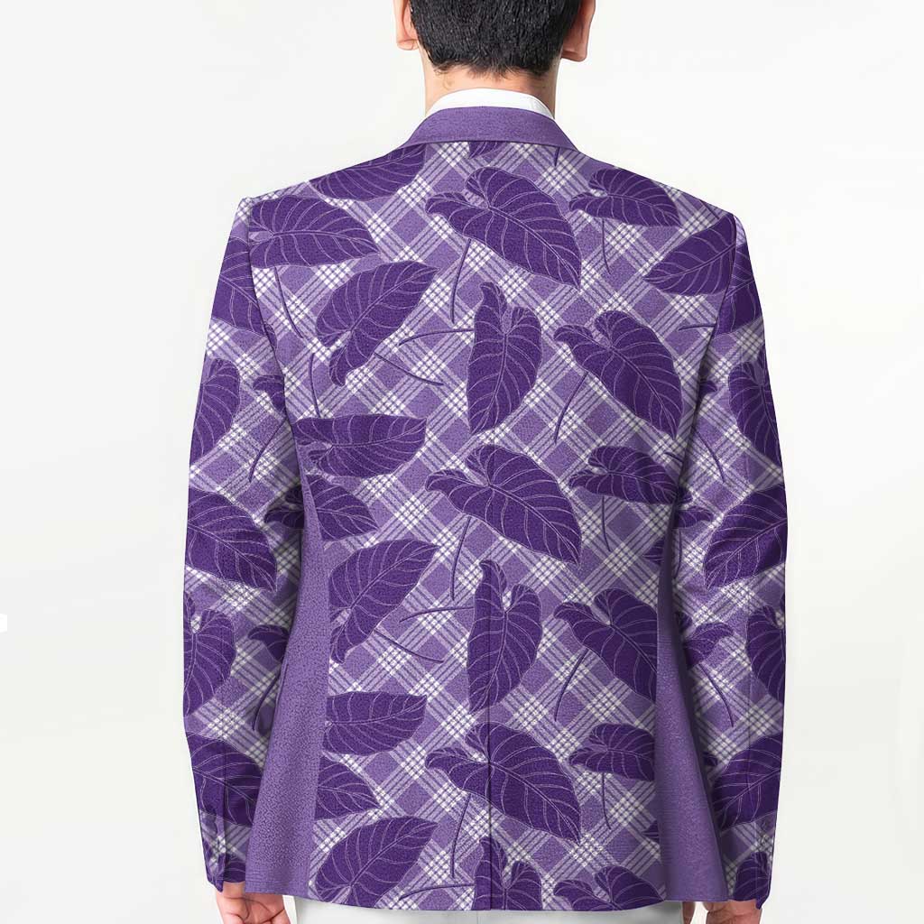 Purple Hawaii Kalo Palaka Motifs Blazer Hawaiian Taro Leaves Elegant Vibes LT14 - Polynesian Pride