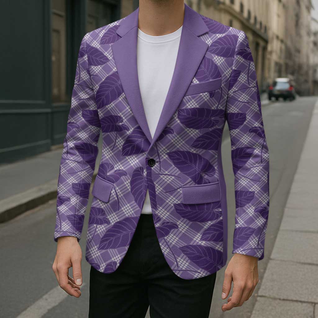 Purple Hawaii Kalo Palaka Motifs Blazer Hawaiian Taro Leaves Elegant Vibes LT14 - Polynesian Pride