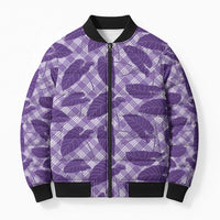 Purple Hawaii Kalo Palaka Motifs Bomber Puffer Jacket Hawaiian Taro Leaves Elegant Vibes LT14 Unisex Purple - Polynesian Pride