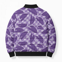 Purple Hawaii Kalo Palaka Motifs Bomber Puffer Jacket Hawaiian Taro Leaves Elegant Vibes LT14 - Polynesian Pride