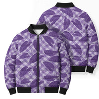 Purple Hawaii Kalo Palaka Motifs Bomber Puffer Jacket Hawaiian Taro Leaves Elegant Vibes LT14 - Polynesian Pride