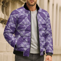 Purple Hawaii Kalo Palaka Motifs Bomber Puffer Jacket Hawaiian Taro Leaves Elegant Vibes LT14 - Polynesian Pride