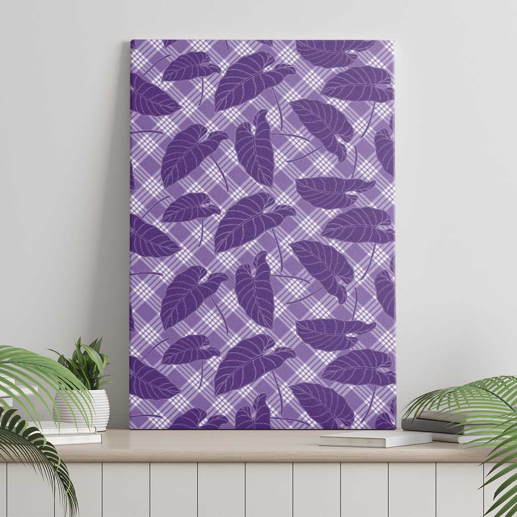 Purple Hawaii Kalo Palaka Motifs Canvas Wall Art Hawaiian Taro Leaves Elegant Vibes LT14 - Polynesian Pride