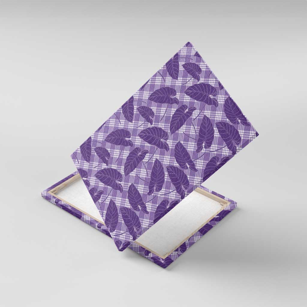 Purple Hawaii Kalo Palaka Motifs Canvas Wall Art Hawaiian Taro Leaves Elegant Vibes LT14 With Frame Purple - Polynesian Pride