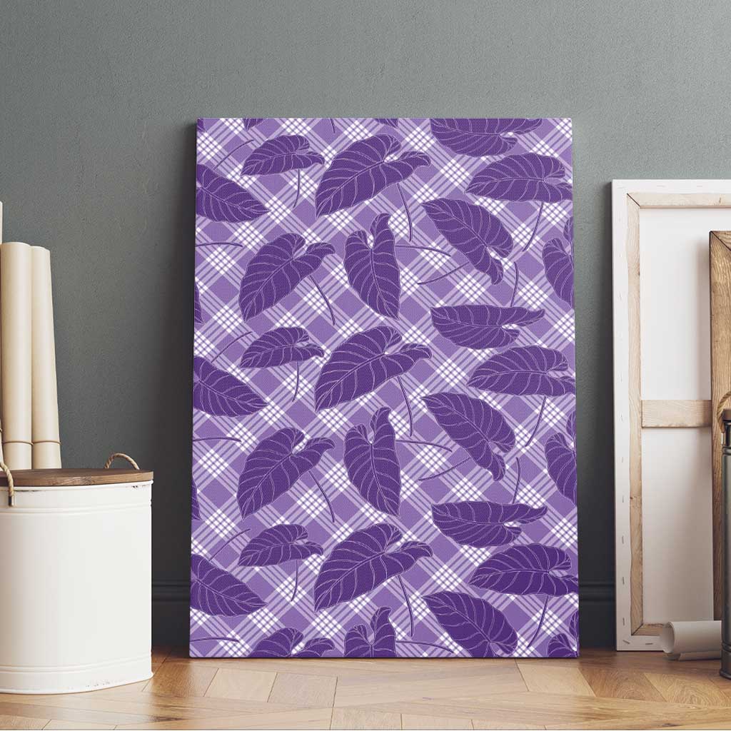 Purple Hawaii Kalo Palaka Motifs Canvas Wall Art Hawaiian Taro Leaves Elegant Vibes LT14 - Polynesian Pride