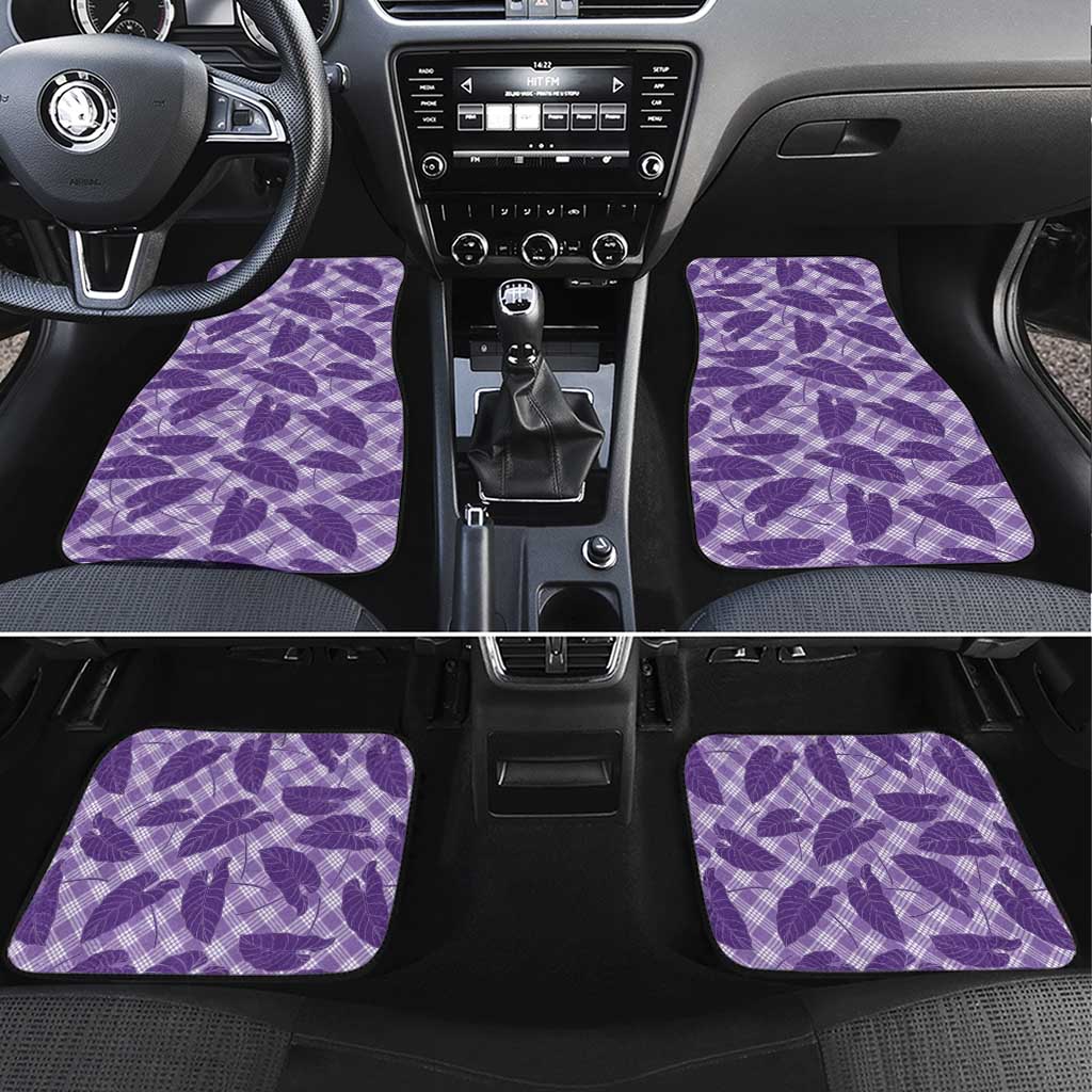 Purple Hawaii Kalo Palaka Motifs Car Mats Hawaiian Taro Leaves Elegant Vibes LT14 Set 4pcs Purple - Polynesian Pride
