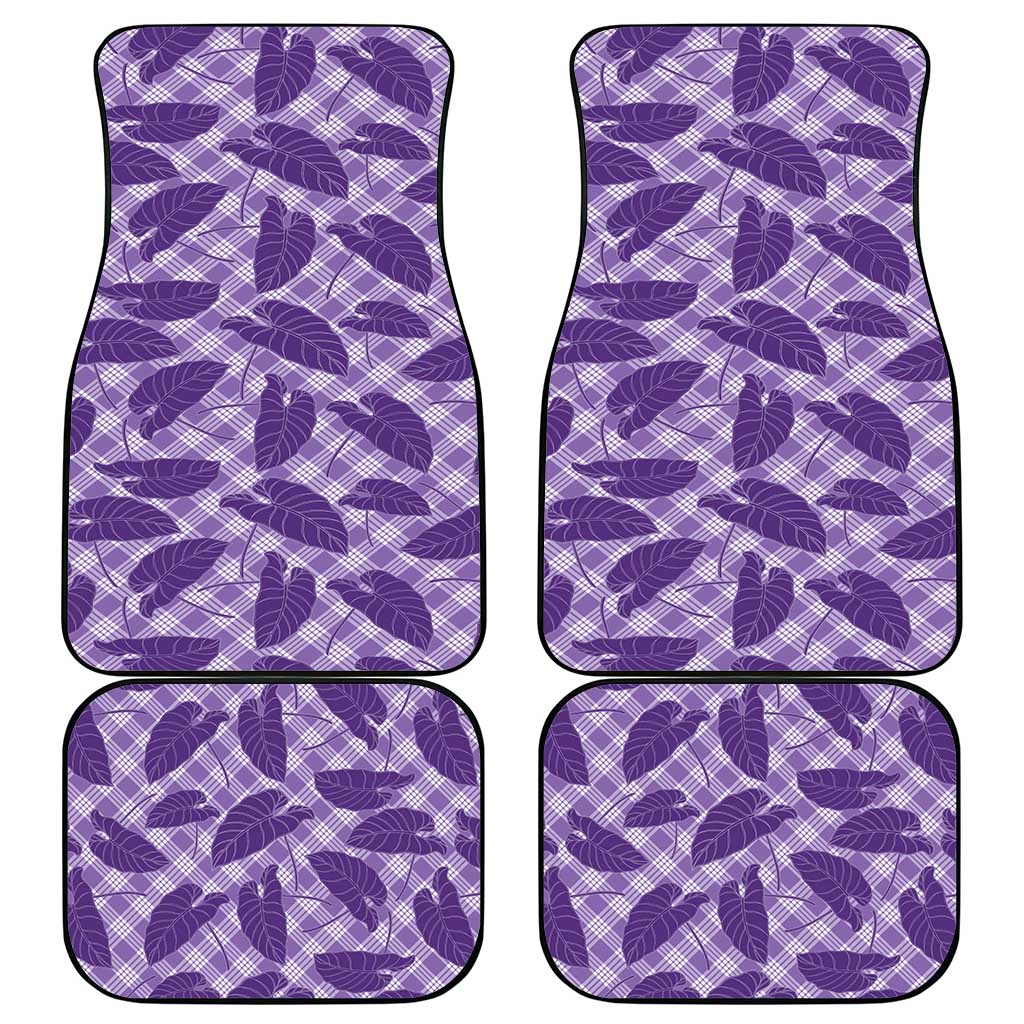 Purple Hawaii Kalo Palaka Motifs Car Mats Hawaiian Taro Leaves Elegant Vibes LT14 - Polynesian Pride