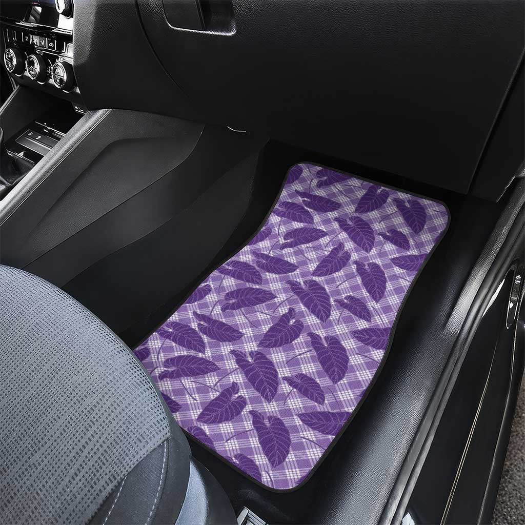 Purple Hawaii Kalo Palaka Motifs Car Mats Hawaiian Taro Leaves Elegant Vibes LT14 - Polynesian Pride