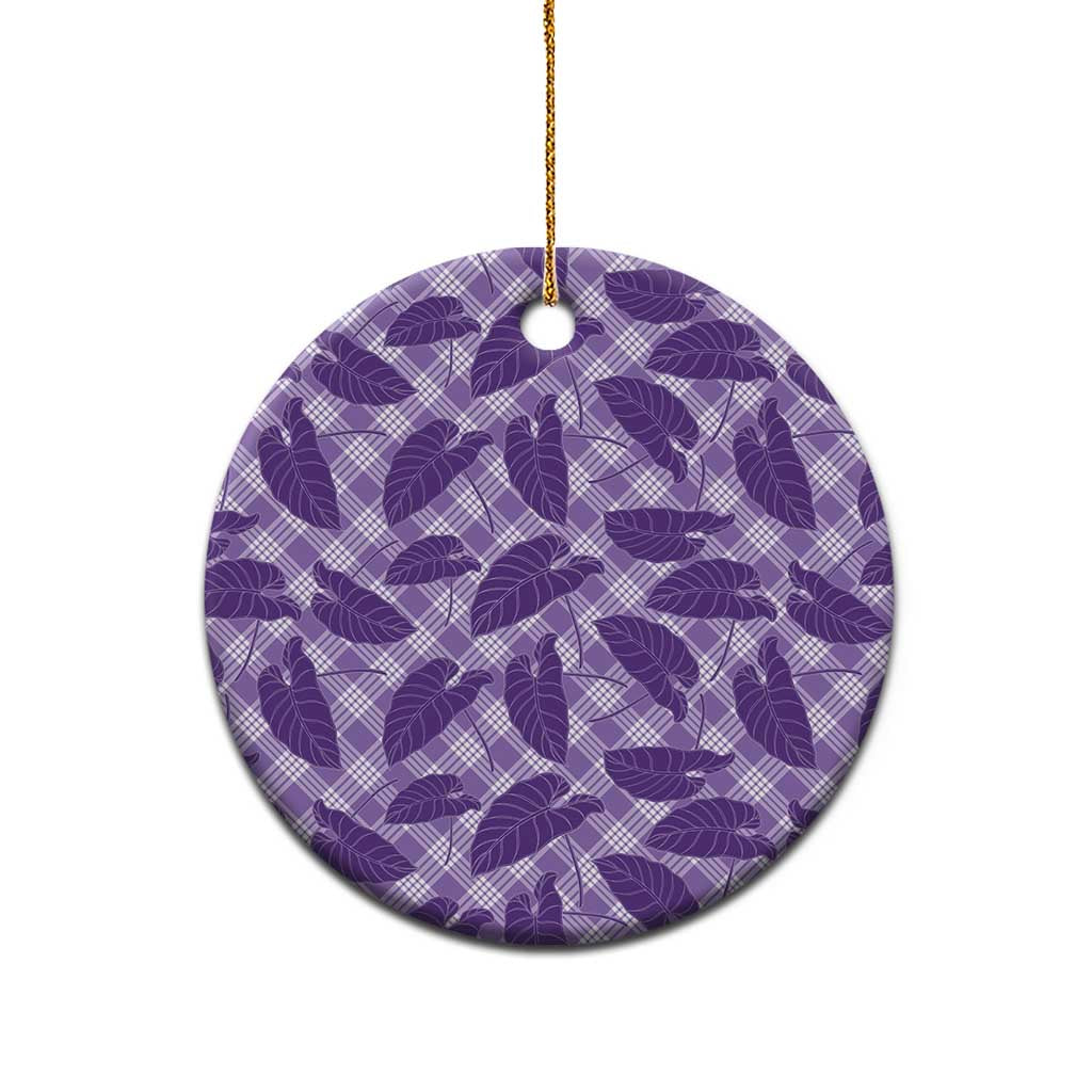 Purple Hawaii Kalo Palaka Motifs Ceramic Ornament Hawaiian Taro Leaves Elegant Vibes LT14 - Polynesian Pride