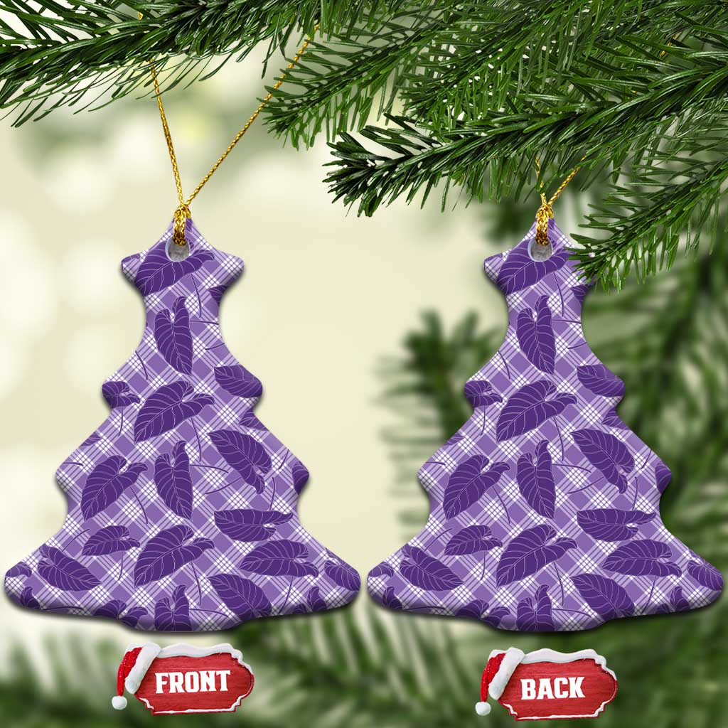 Purple Hawaii Kalo Palaka Motifs Ceramic Ornament Hawaiian Taro Leaves Elegant Vibes LT14 Christmas Tree Purple - Polynesian Pride