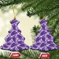 Purple Hawaii Kalo Palaka Motifs Ceramic Ornament Hawaiian Taro Leaves Elegant Vibes LT14 Christmas Tree Purple - Polynesian Pride