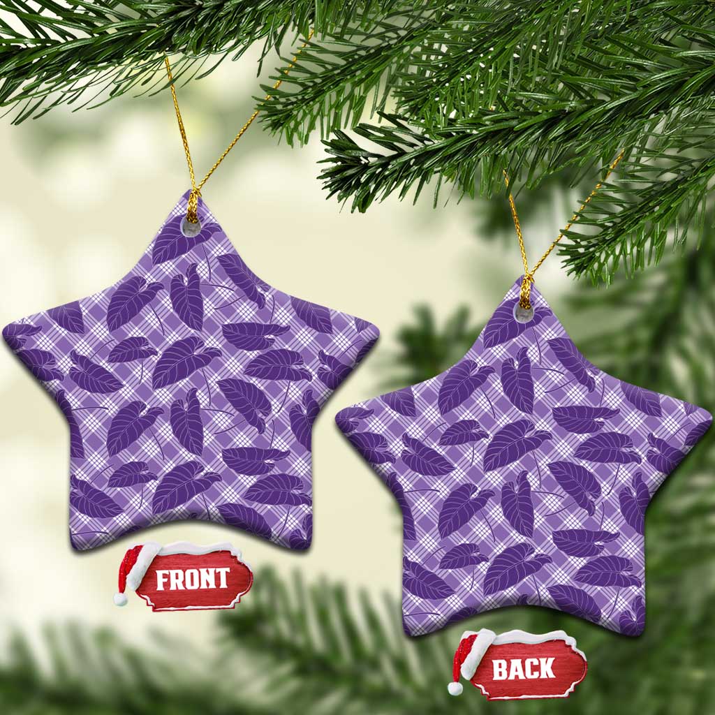 Purple Hawaii Kalo Palaka Motifs Ceramic Ornament Hawaiian Taro Leaves Elegant Vibes LT14 Star Purple - Polynesian Pride