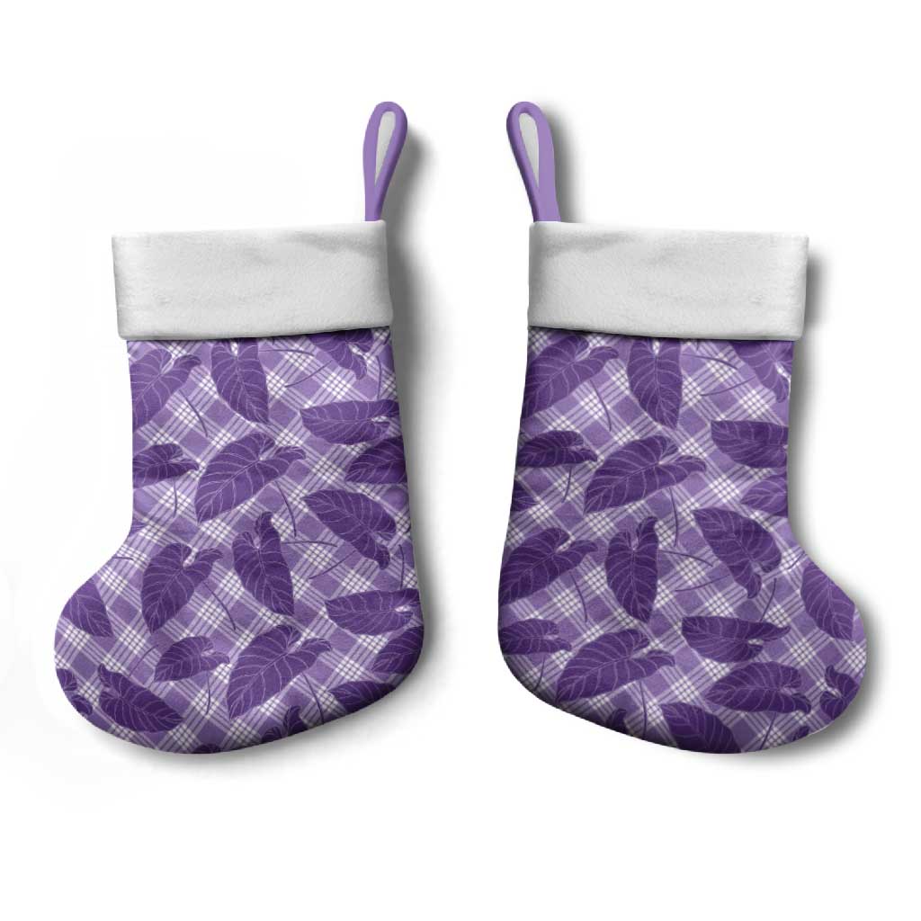 Purple Hawaii Kalo Palaka Motifs Christmas Stocking Hawaiian Taro Leaves Elegant Vibes LT14 - Polynesian Pride