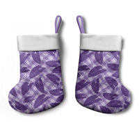 Purple Hawaii Kalo Palaka Motifs Christmas Stocking Hawaiian Taro Leaves Elegant Vibes LT14 - Polynesian Pride