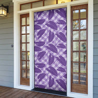 Purple Hawaii Kalo Palaka Motifs Door Cover Hawaiian Taro Leaves Elegant Vibes LT14 - Polynesian Pride