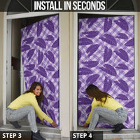 Purple Hawaii Kalo Palaka Motifs Door Cover Hawaiian Taro Leaves Elegant Vibes LT14 - Polynesian Pride