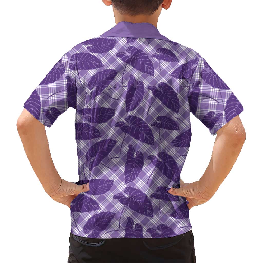 Purple Hawaii Kalo Palaka Motifs Family Matching Mermaid Dress and Hawaiian Shirt Hawaiian Taro Leaves Elegant Vibes LT14 - Polynesian Pride