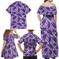 Purple Hawaii Kalo Palaka Motifs Family Matching Off Shoulder Maxi Dress and Hawaiian Shirt Hawaiian Taro Leaves Elegant Vibes LT14 - Polynesian Pride