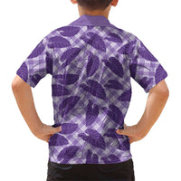 Purple Hawaii Kalo Palaka Motifs Family Matching Off Shoulder Short Dress and Hawaiian Shirt Hawaiian Taro Leaves Elegant Vibes LT14 - Polynesian Pride