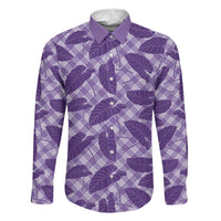 Purple Hawaii Kalo Palaka Motifs Family Matching Puletasi and Hawaiian Shirt Hawaiian Taro Leaves Elegant Vibes LT14 Dad's Shirt - Long Sleeve Purple - Polynesian Pride
