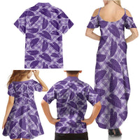 Purple Hawaii Kalo Palaka Motifs Family Matching Summer Maxi Dress and Hawaiian Shirt Hawaiian Taro Leaves Elegant Vibes LT14 - Polynesian Pride