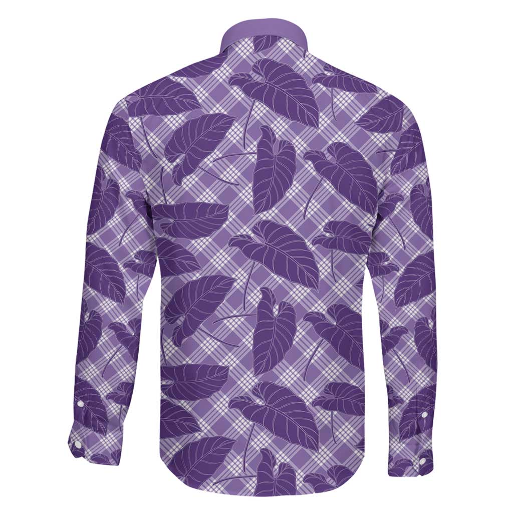 Purple Hawaii Kalo Palaka Motifs Family Matching Summer Maxi Dress and Hawaiian Shirt Hawaiian Taro Leaves Elegant Vibes LT14 - Polynesian Pride