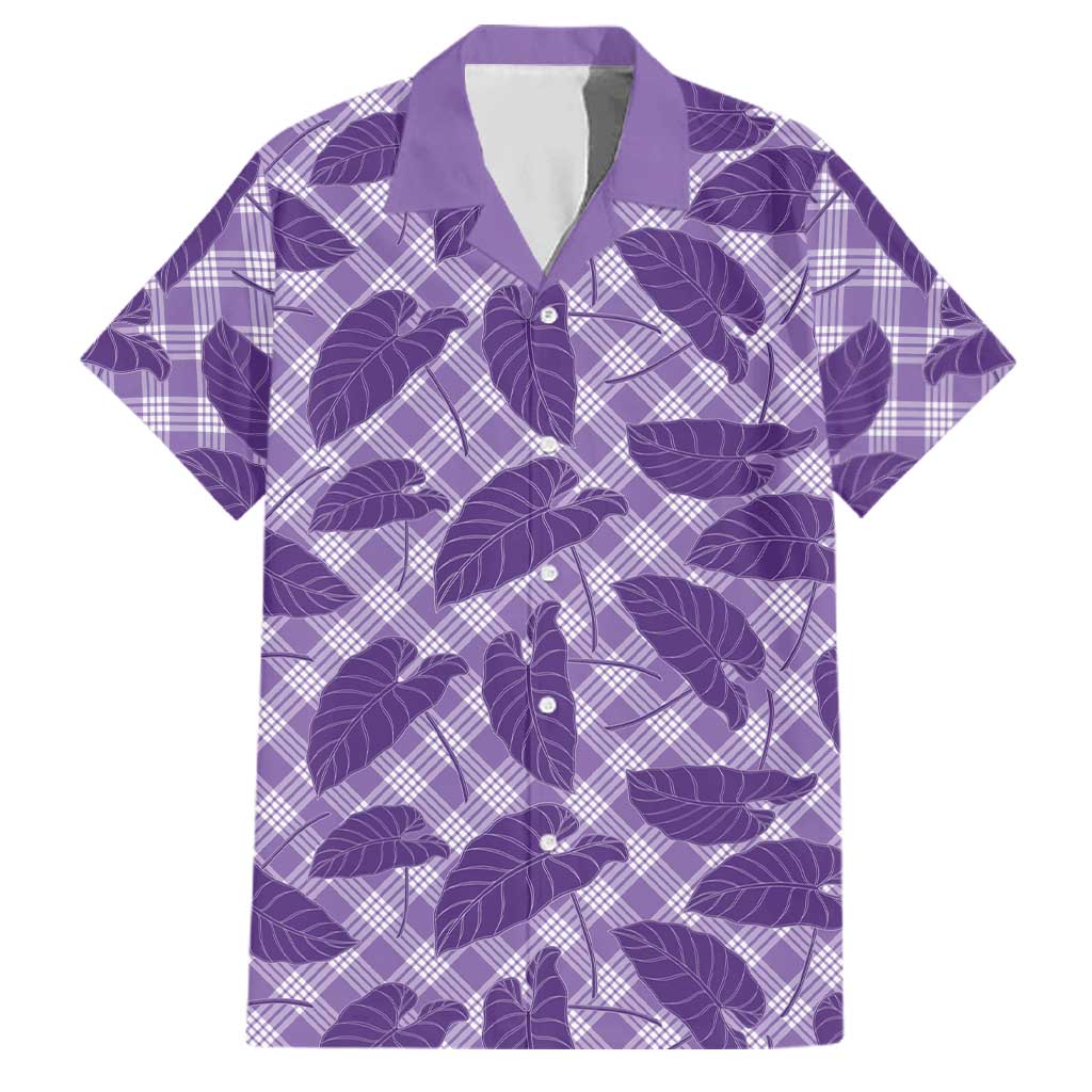 Purple Hawaii Kalo Palaka Motifs Family Matching Tank Maxi Dress and Hawaiian Shirt Hawaiian Taro Leaves Elegant Vibes LT14 Dad's Shirt - Short Sleeve Purple - Polynesian Pride